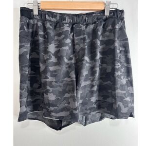 Lululemon Mens Surge Lined Short 6"Grey Black Camo Athletic Running Size L